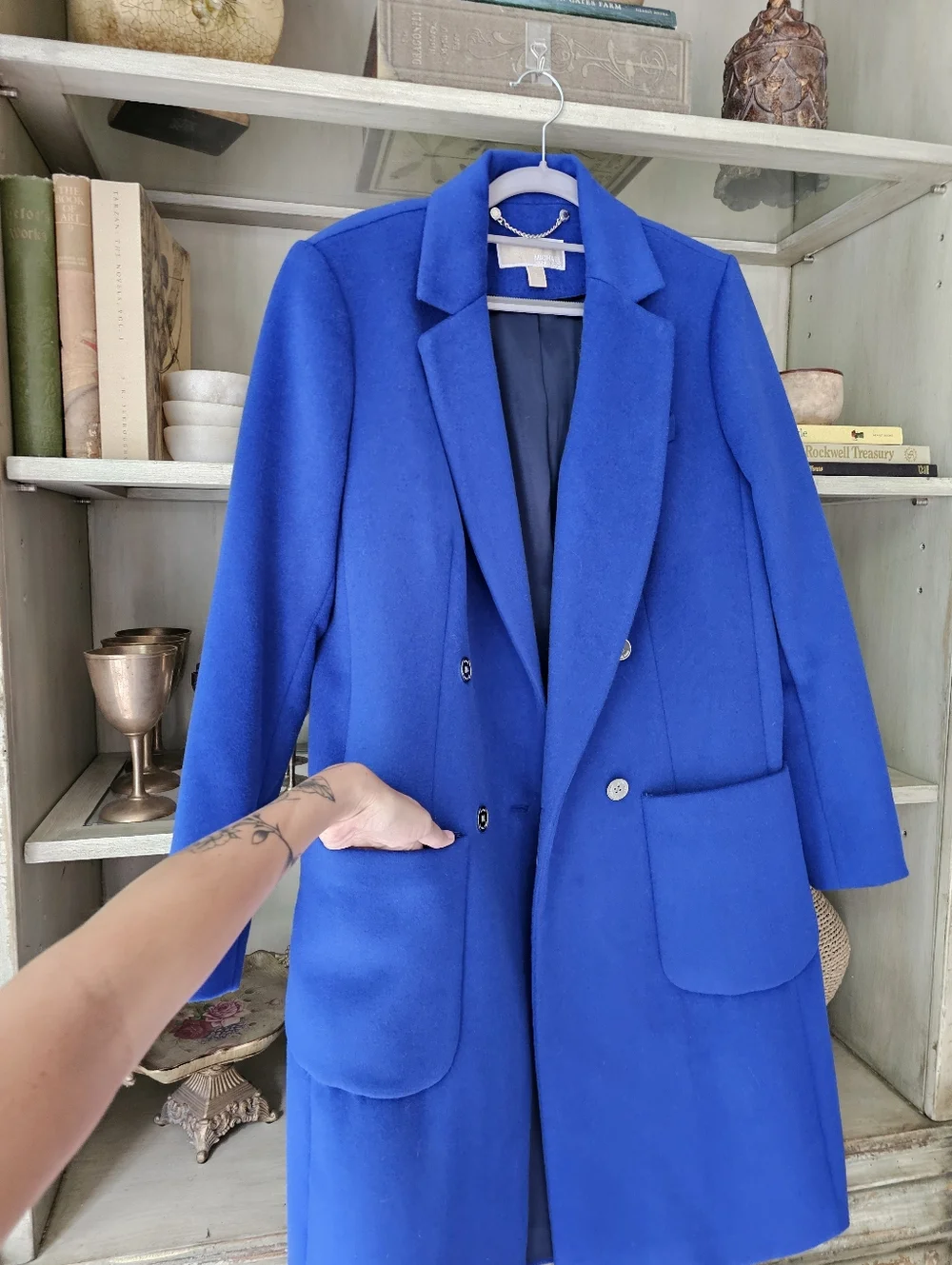 Michael Kors Wool Blend Royal Blue Officers Coat